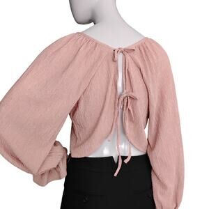 GRL Japan Dusty Rose Blouse Size F (OSFM) Ties on Back Balloon Sleeve